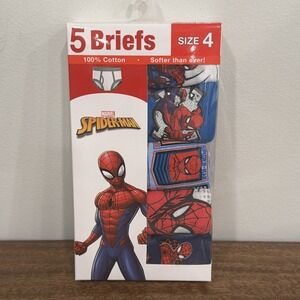 Spiderman Boys Underwear Briefs Size 4 100% Cotton 5-Pack Soft NEW